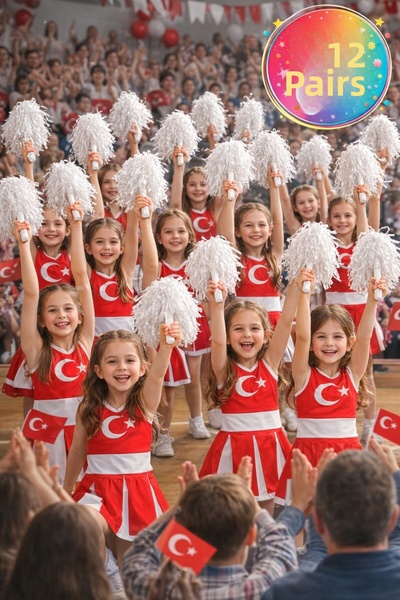 TOYFEST Ponpon Matte White Cheerleading Pompoms with Sticks Durable Lightweig...