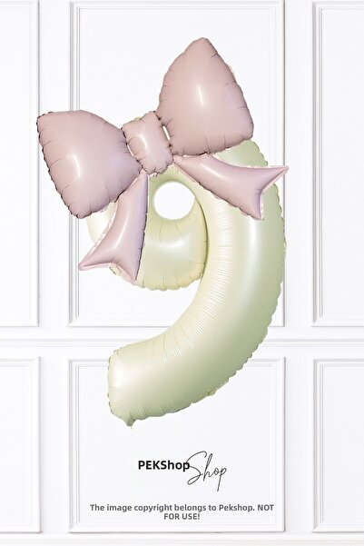 PEKSHOP بالونات على شكل فيونكة وردية، مجموعة من 9 بالونات من الفويل، مجموعة ب...