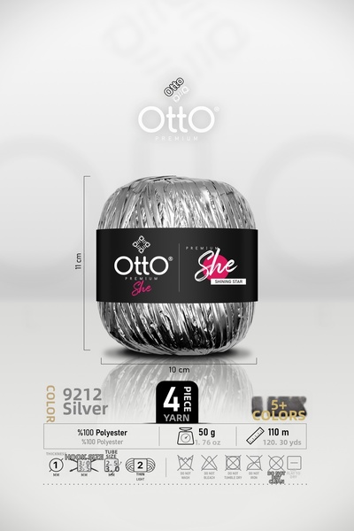 Otto Premium She Metallic Raffia - Silver - 4-Pack - 50Gr/ 110m - Shiny Bag a...