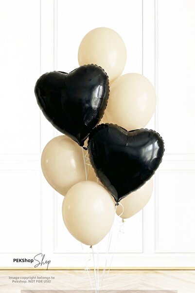 PEKSHOP حزمة بالونات رمل البحر على شكل قلب أسود