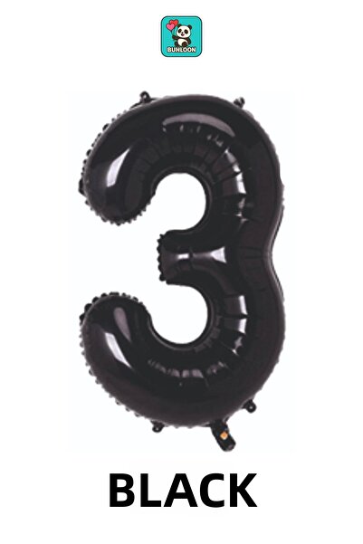 Bunloon Black Color 3 Number Foil Balloon 34 Inches (76 cm)