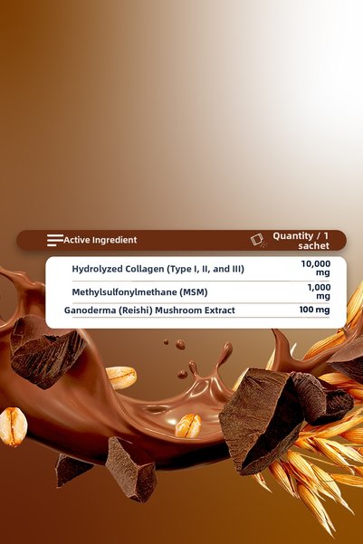MORE THAN Cocoa Collagen Peptide Msm & Reishi Mushroom 30 Sachets |   Collagen Type I-Ii-Iii
