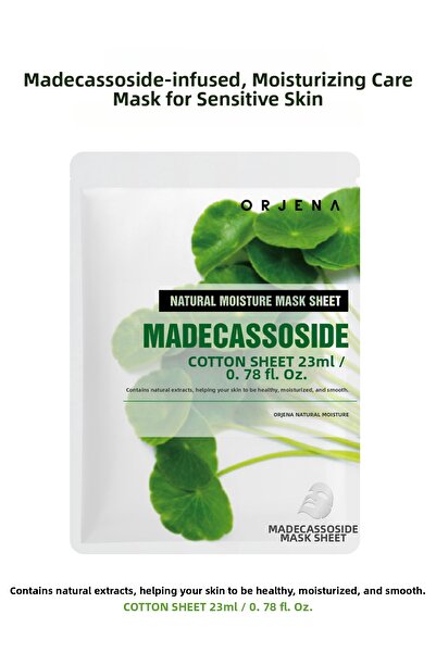 Orjena قناع العناية بالرطوبة للبشرة الحساسة بخلاصة ماديكاسوسايد، قناع ورقي طب...