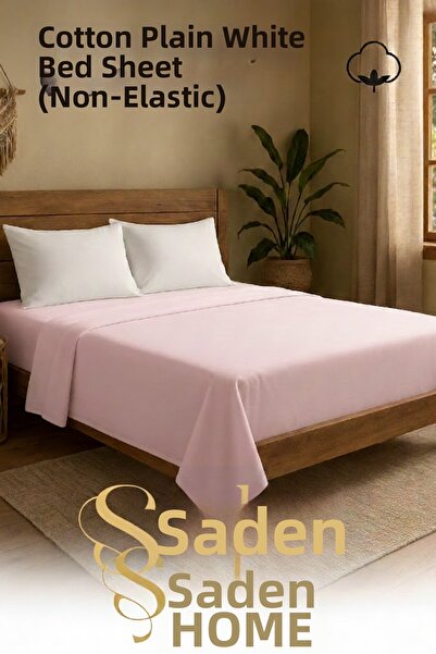 SADEN HOME Cearșaf dublu din bumbac, roz pudrat, 220X240 CM