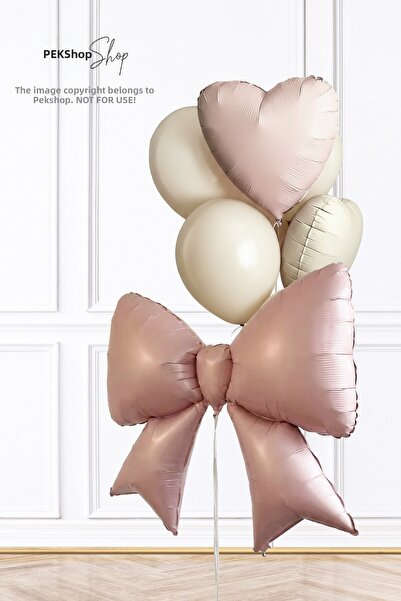PEKSHOP مجموعة بالونات على شكل قلب وقوس وردي، مجموعة بالونات رملية بحرية229