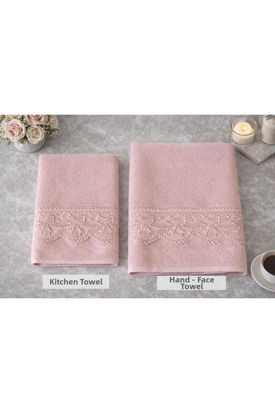 Casa Camelia Soft Textured Cotton 2-Piece Kitchen and Hand Face Towel Set