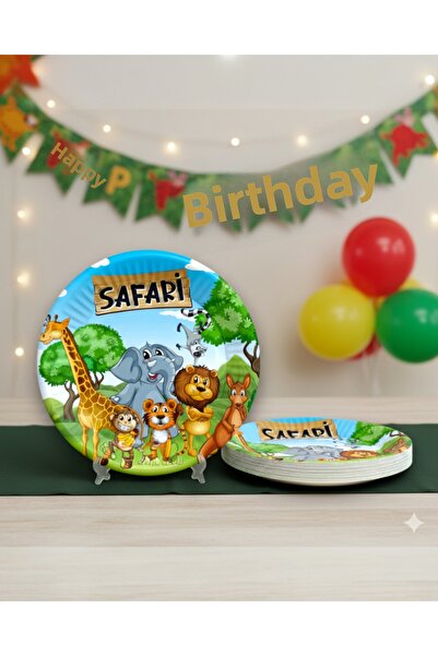 Evabrite Farfurie pentru petrecere cu tematică Animale Drăguțe Safari – 22 cm...
