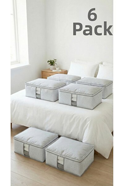 EVSELLA مجموعة من 6 قطع - حقيبة تخزين كبيرة الحجم مزودة بنافذة بيضاء مخططة وح...