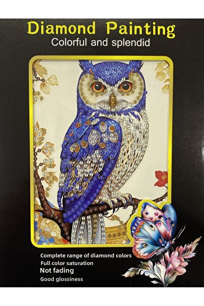 EleganTShoP 5D Tapiserie cu mărgele adezive Mozaic Tablo Pano 15*20 cm Bufniță