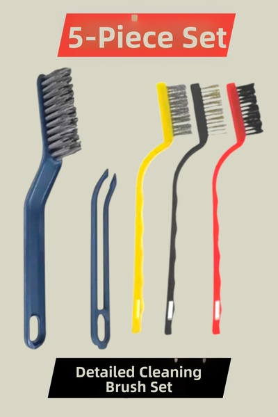 Manosta 5-Piece Detail Cleaning Brush Set – Grout Cleaning, Fine-Tipped Detai...