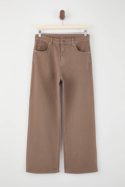 Trendyol Collection Vison Висока талия до глезена Culotte 100% памук дънки TW...