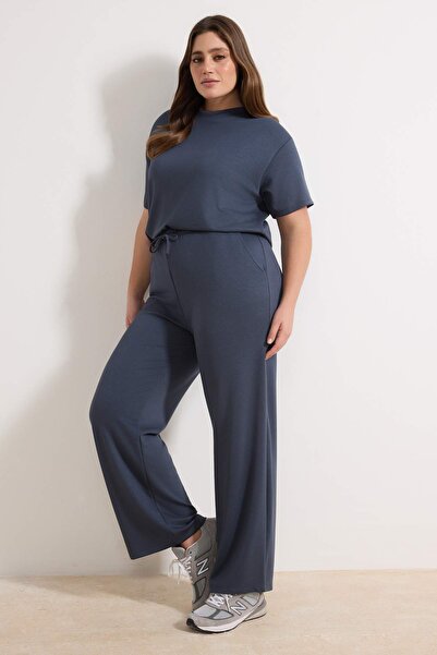 Trendyol Curve Țesătură moale/drapată antracit din material subțire Set de su...