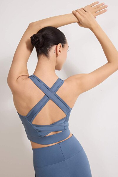 Trendyol Collection Dull Blue Supportive/Shaping Back Detail Thick Strap Knit...