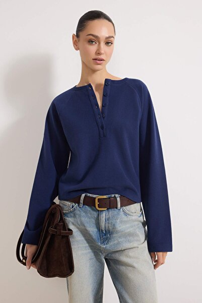 Trendyol Collection Bluză bleumarin din material subțire TWOAW26BZ00252