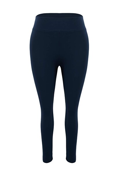 Trendyol Curve Indigo-Leggings mit hoher Taille und Fleece-Innenseite aus ges...