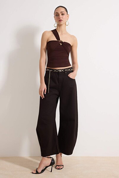 Trendyol Collection Bluză de petrecere maro cu detalii accesorii TPRSS26BZ00022