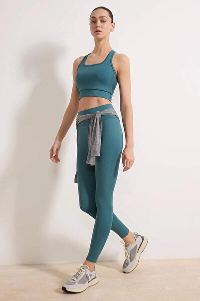 Trendyol Collection Emerald Green Diving/Scuba Leggings Sports Leggings Twoaw...