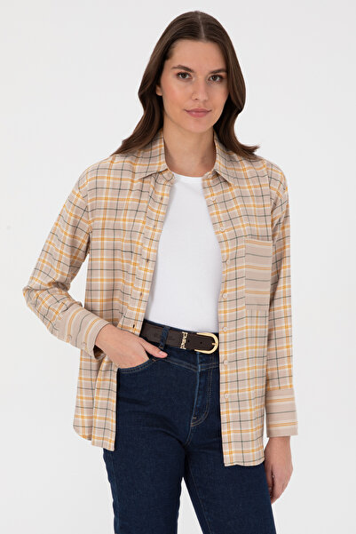 U.S. Polo Assn. Kadın Taş Uzun Kollu Ekoseli Gömlek 50316425-VR049