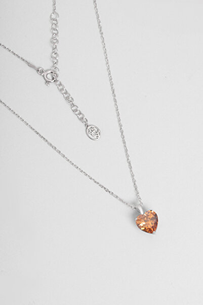 So CHIC... Gizemli Kalp 18 Ayar Beyaz Altın Kaplama 45 Cm Gümüş Kolye