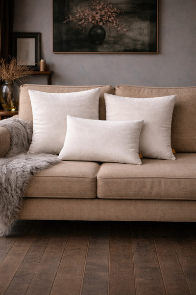 Alacastore Бежевий оксамитовий набір чохлів для подушок 3 різних розмірів