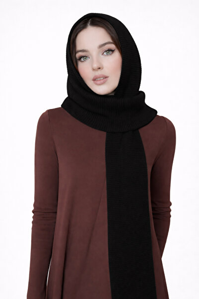 Loov Kapşonlu Triko Balaclava Atkı – trend Şık Hood Atkı - siyah Triko Atkılı...