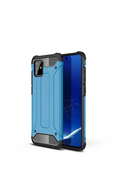 Galaxy A81 / Note 10 Lite uyumlu - Kılıf Çİft Katman Koruyucu Crash Military Tank Kılıf - Mavi