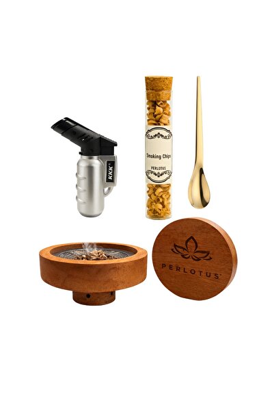 PERLOTUS مجموعة تدخين الويسكي الخشبية (تاش، مبخرة، جهاز مع مصفاة، ملعقة) هدية...
