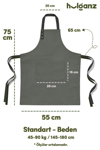 Hulganz Kitchen Apron Stain Resistant Water Repellent Fabric with Snap Fasteners Neck Strap Oil Green / Moss Apron