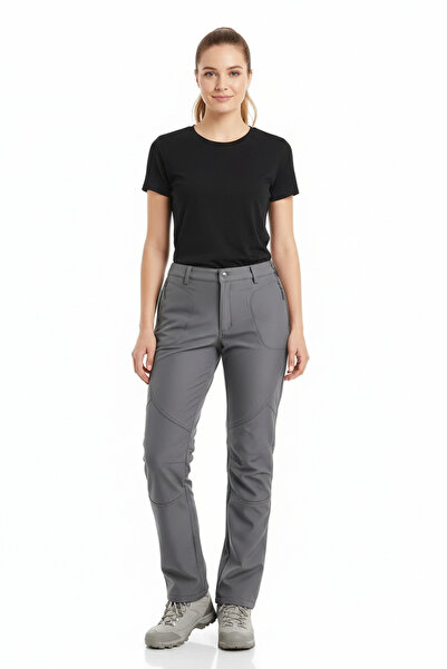 OSTORM Spence Gri Renk Softshell Outdoor Kadın Pantolon % 95 Polyamid % 5 Likra