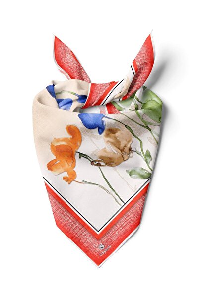 Vissona %100 İpek Kadın Desenli Bandana 80x80