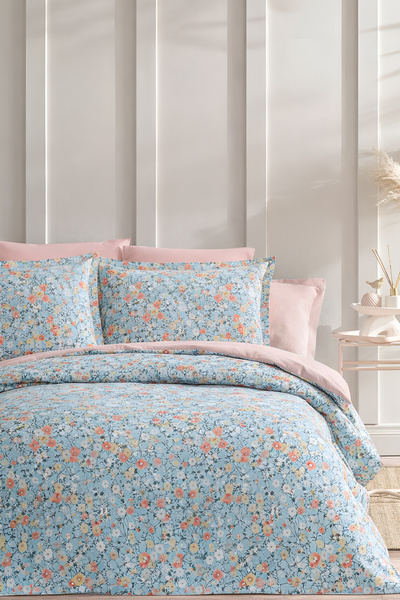 İQON Еластично прилепващо чаршафче за двойно легло Helenium Salmon