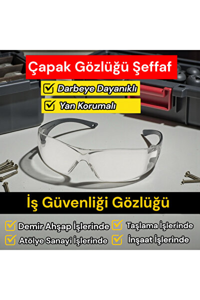 By mag İş Güvenliğine Uygun Çapak Gözlüğü Şeffaf