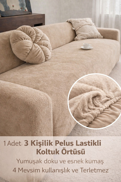 seltenet Yumuşacık Welsoft Lastikli 3 Kişilik Koltuk Örtüsü Kaymaz,Esnek,Yıka...