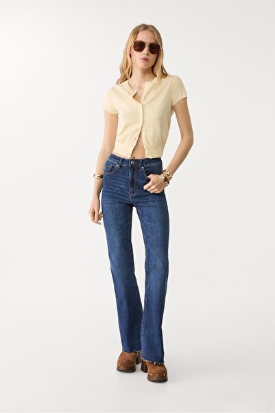 Stradivarius D74 Çan paça yırtmaçlı jean