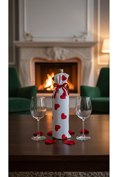 ZUMRANKA ❤️ Sofralarınızın Aşk Hali: Kalp Desenli Lüx Kadife Dokulu Şişe Kılıfı