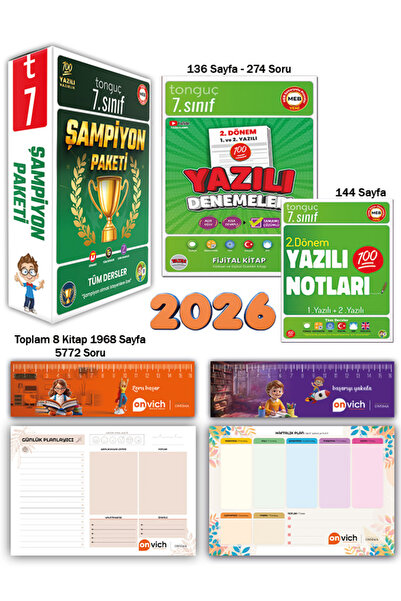Tonguç Yayınları 7. Sınıf Şampiyon Paketi Tüm Dersler Soru Bankası - 2. Dönem...