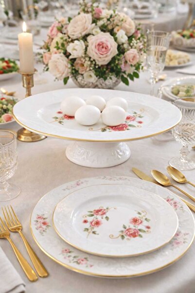 EBRULİEMAYE İnci Ayaklı Sunum Tabağı Çikolata Salata Kurabiye Tabağı