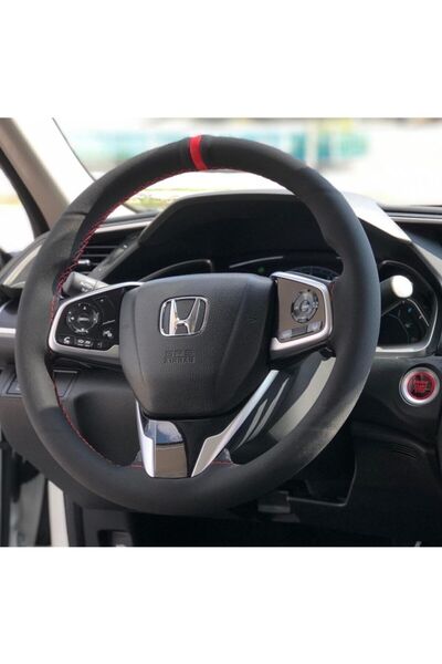 M&R OTO KILIF AKSESUAR Honda Civic Fc5 Kırmızı Yüzüklü Nubuk Alcantara Deri D...