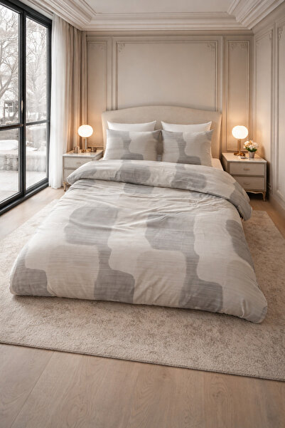 Sleeptime Lenjerie de pat, Dune Gray, pentru 1 persoana, Bumbac, Gri, 140x200...