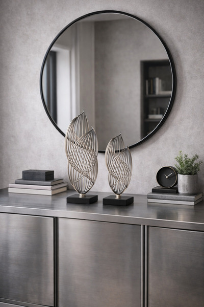 Palpe Krom 2'li Metal Dekoratif Obje Biblo Süs Eşya Salon Aksesuar Tv Sehpa M...