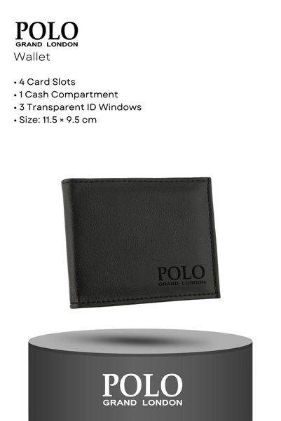 POLOGRAND London Original Men's 2-Piece Special Gift Boxed Set Trendy Model Gift Special Box Gift for Lover Father-In-Law Groom's Gift Birthday Special Day Gift Luxury Soft Leather Classic Black Stylish Belt Wallet Set