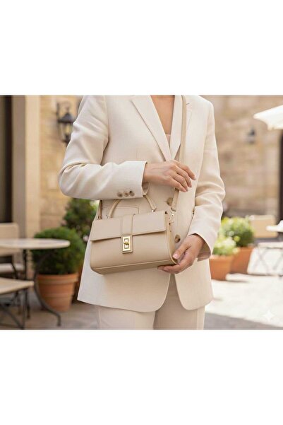 NİRELVA NORA MODEL BEJ KADIN EL VE OMUZ AYARLANABİLİR ÇANTA