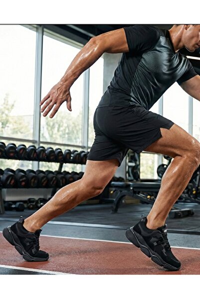 Lepons Erkek Siyah Sneaker Spor Ayakkabı Comfort Kalın Hafif Taban Günlük Yür...