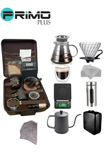 Primo Plus مجموعة ماكينة القهوة، 12 قطعة من أدوات إكسسوارات القهوة مع حقيبة ح...