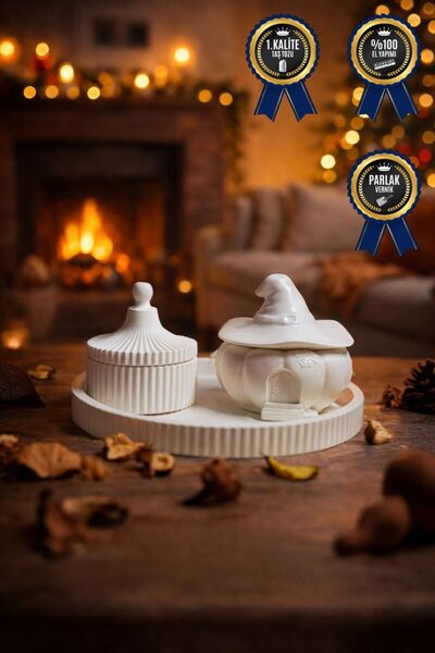 RemStone Dekoratif Obje & Biblo Kapaklı Kavanoz - Şapkalı Bal Kabağı Kokulu M...