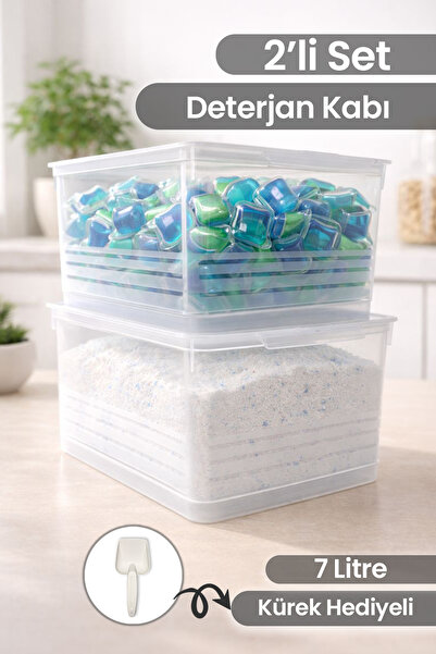 naturelove 2'li 7 Lt Etiketli Toz Tablet Deterjan Saklama Kabı - Banyo Düzenl...