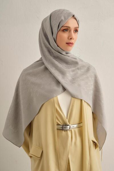 Armine شال بامورا - منقوش بنقشة مونوغرام 3 - رمادي 20