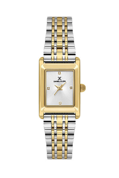 Daniel Klein ساعة نسائية فاخرة من الفولاذ المقاوم للصدأ باللونين الفضي والذهب...