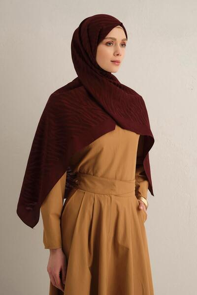 Armine Pamora Shawl - Zebra Patterned 1 - Burgundy 32