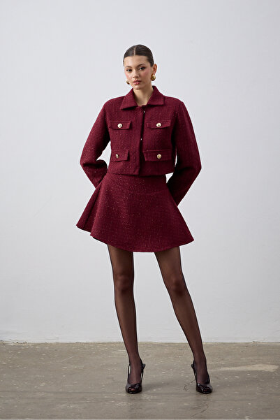 laulei Fusta mini din tweed Burgundy